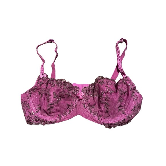 Felina Women's Bra 34C Purple Underwire No Padding Bows - Picture 1 of 4